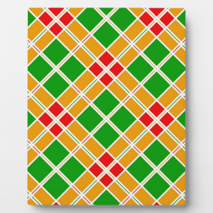 Bright Plaid Argyl green yellow pattern accessory Plaque