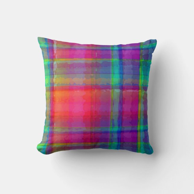 Bright Plaid Cushion (Front)