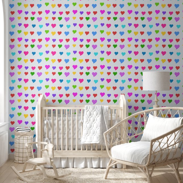 Bright Playful Coloured Hearts Wallpaper (Kids)