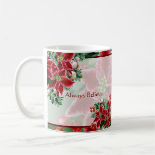 Bright poinsettias and holly custom Christmas  Coffee Mug