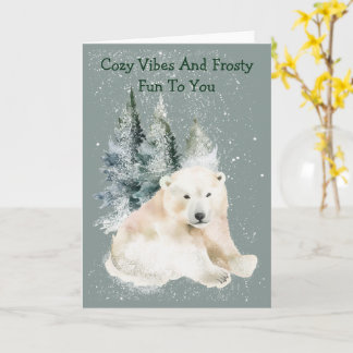Bright Polar Play Winter Greeting Card