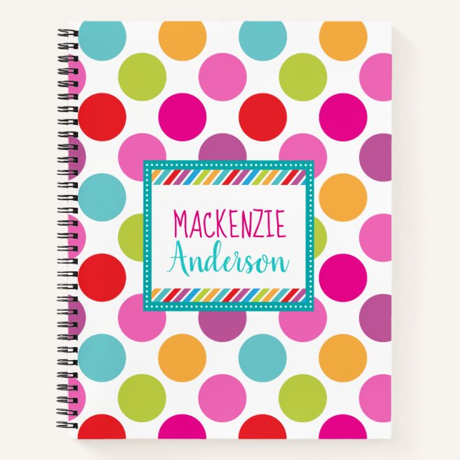 Bright Polka Dot Kids Spiral Notebook (Front)