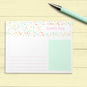 Bright Polka Dot Student Custom Name Notepad