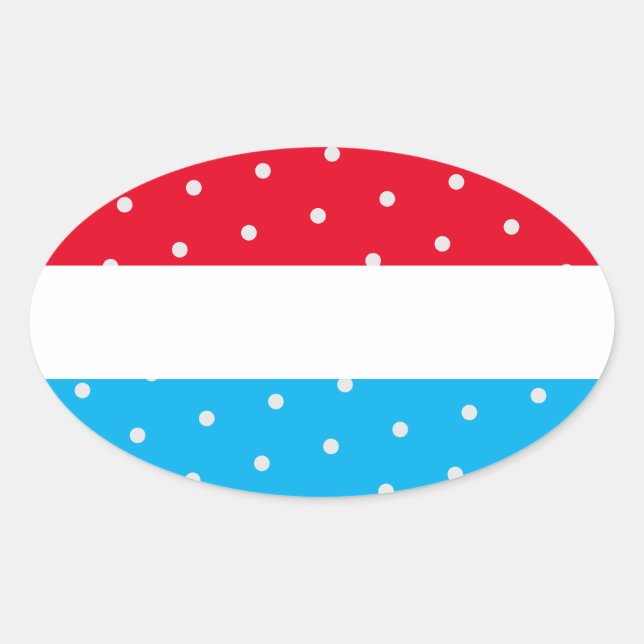 Bright Polka Dotted Red Sky Blue White Stripes Oval Sticker (Front)