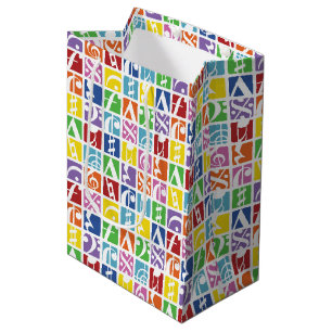 Bright Pop Art Colours Music Symbols Pattern Medium Gift Bag