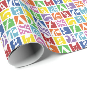 Bright Pop Art Colours Music Symbols Pattern Wrapping Paper