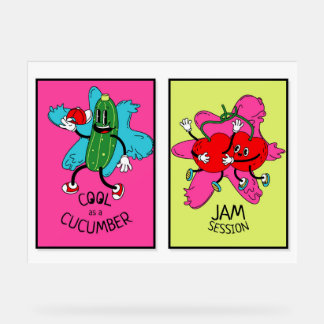 Bright Pop Art Donut & Veggie Duo Posters – Funny
