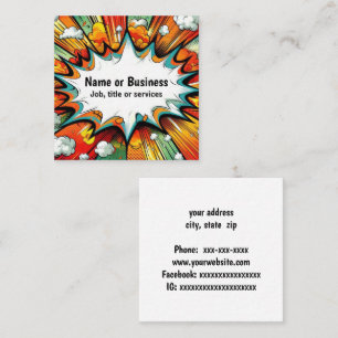 Bright pop art square business card