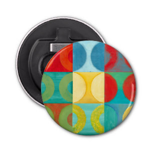 Bright Pop Art with Circles and Squares Bottle Opener