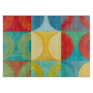 Bright Pop Art with Circles and Squares Cutting Board