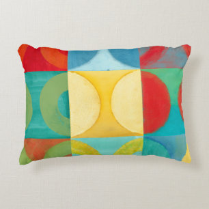Bright Pop Art with Circles and Squares Decorative Cushion
