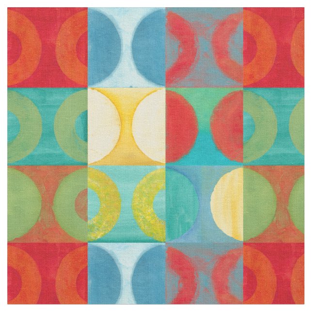 Bright Pop Art with Circles and Squares Fabric (Close Up)