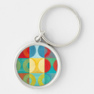 Bright Pop Art with Circles and Squares Key Ring
