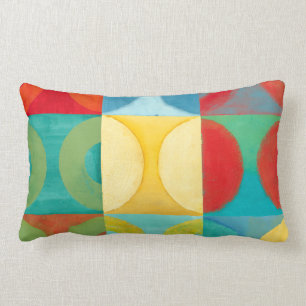 Bright Pop Art with Circles and Squares Lumbar Cushion