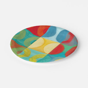 Bright Pop Art with Circles and Squares Paper Plate