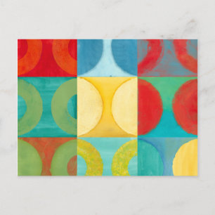 Bright Pop Art with Circles and Squares Postcard