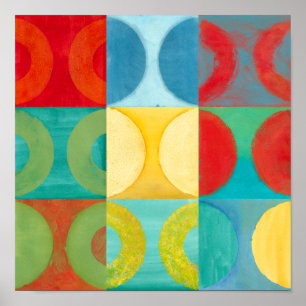 Bright Pop Art with Circles and Squares Poster