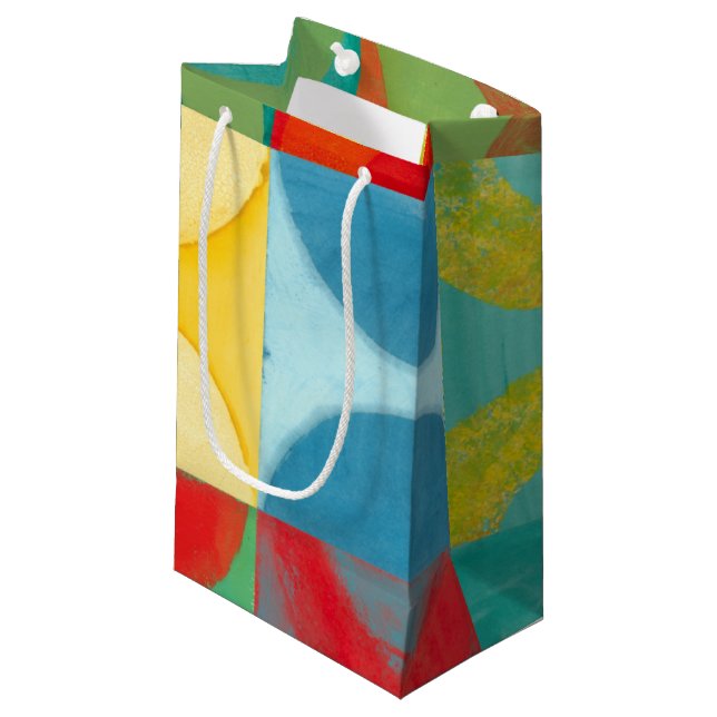 Bright Pop Art with Circles and Squares Small Gift Bag (Front Angled)