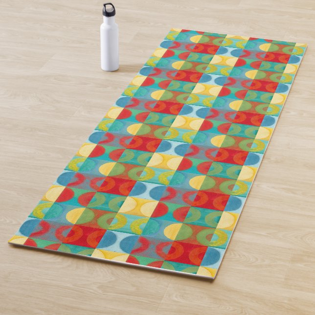 Bright Pop Art with Circles and Squares Yoga Mat (In Situ)