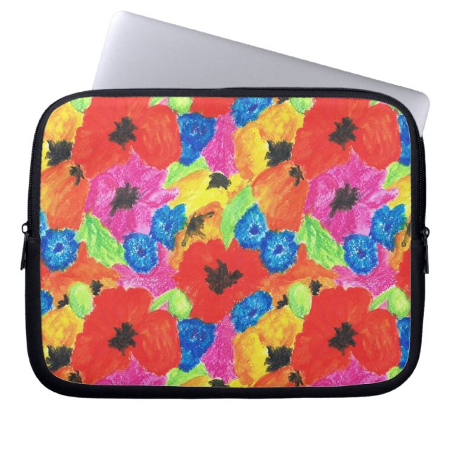 Bright Poppies and Cornflowers Laptop Sleeve (Front)