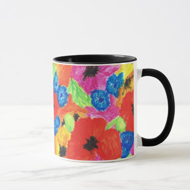 Bright Poppies and Cornflowers Ringer Mug (Right)