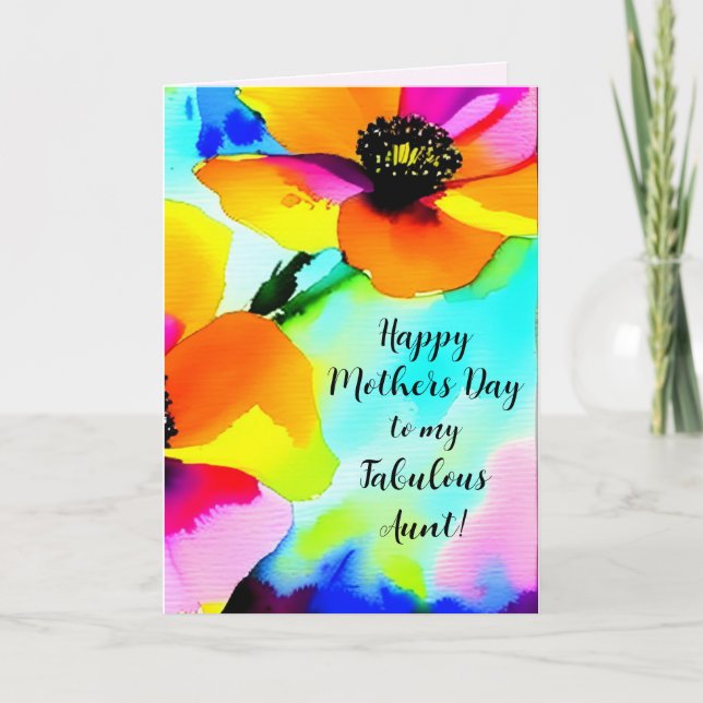 Bright Poppies Blue Sky Aunt Custom Mother's Day Card (Front)