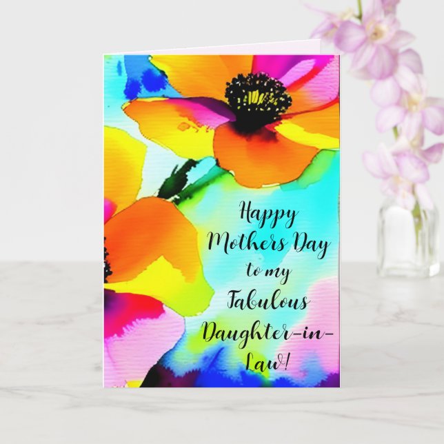 Bright Poppies Daughter-in-Law Custom Mother's Day Card (Orchid)