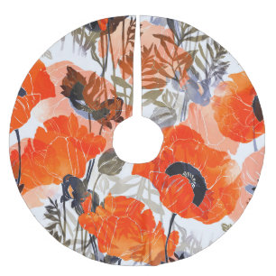 Bright Poppies Imprints: Seamless Art Brushed Polyester Tree Skirt