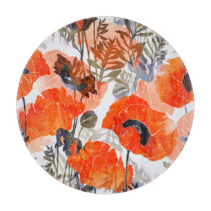 Bright Poppies Imprints: Seamless Art Cutting Board