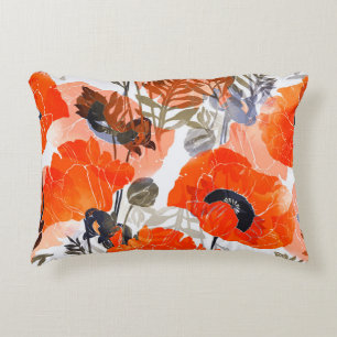 Bright Poppies Imprints: Seamless Art Decorative Cushion