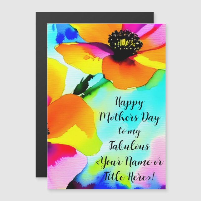 Bright Poppies Your Name Mother's Day Magnet Card (Front/Back)
