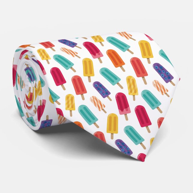 Bright Popsicle Summer Pattern Tie (Rolled)