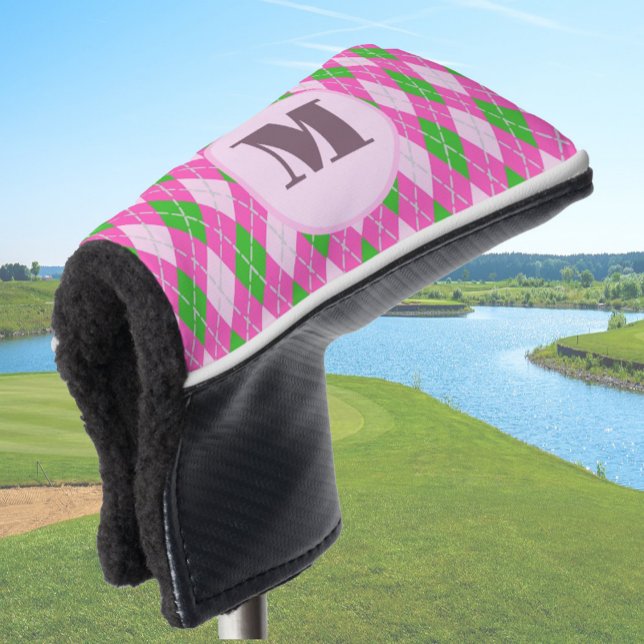 Bright preppy argyle custom monogram womens golf head cover (Creator Uploaded)