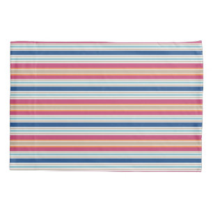 Bright Preppy Colours Red Blue Stripe Pillowcase