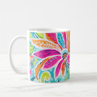 Bright Preppy Paisley Floral Colourful Flowers Coffee Mug