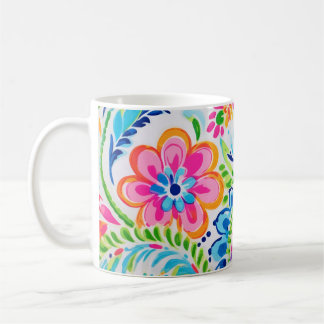Bright Preppy Paisley Floral Colourful Flowers Coffee Mug