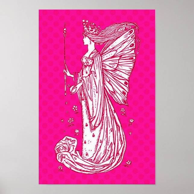Bright Pretty Pink Butterfly Fairy Print (Front)