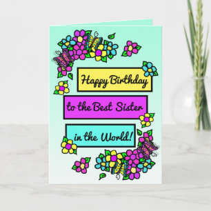 Bright Pretty Whimsical Birthday for Sister Card