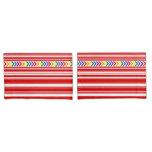Bright Pride Pattern on Red and White Stripe Pillowcase