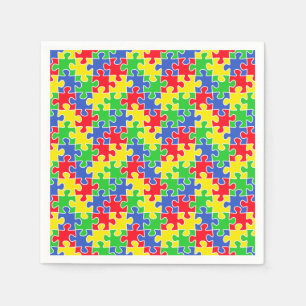 Bright Primary Colours Jigsaw Puzzle Pieces Napkin