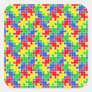 Bright Primary Colours Jigsaw Puzzle Pieces Square Sticker