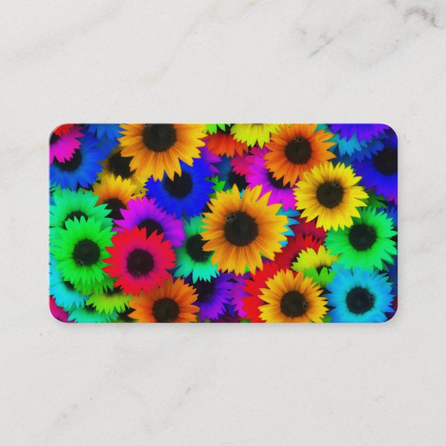 Bright Psychedelic Flower Child Hippy Pattern Business Card (Front)