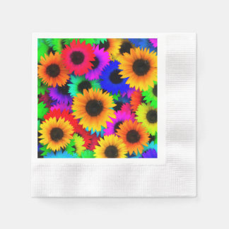 Bright Psychedelic Flower Child Hippy Pattern Napkin
