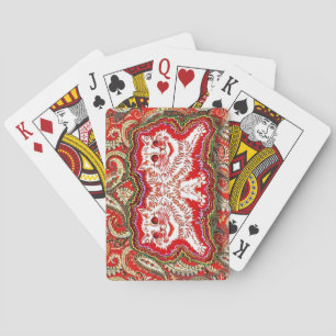Bright Psychedelic Red Cats (by Louis Wain) Playing Cards