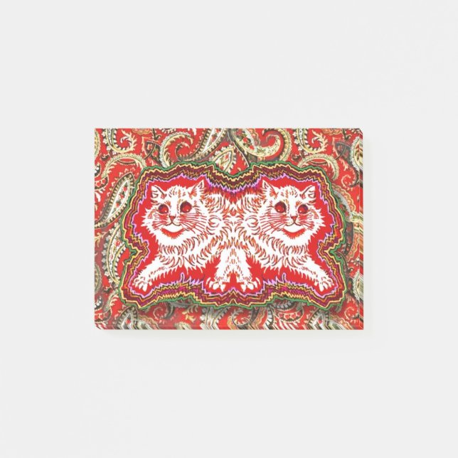 Bright Psychedelic Red Cats (by Louis Wain) Post-it Notes (Front)