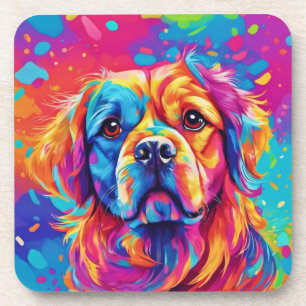 Bright Pup: Colorful Dog Design Coaster