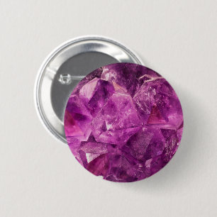 Bright Purple Amethyst Crystal Cluster 6 Cm Round Badge