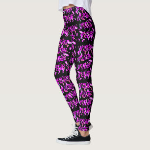 Bright purple and black graphic art designer leggings