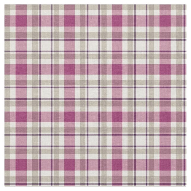 Bright Purple and Grey Girly Plaid Fabric (Close Up)