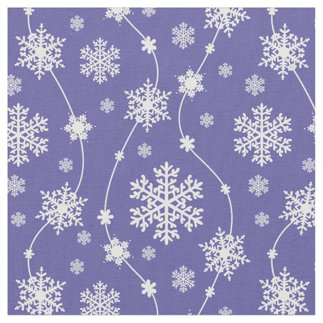 Bright Purple and Winter White Snowflake Pattern Fabric (Close Up)